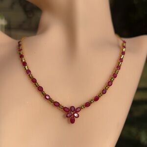 Natural Burmese Ruby Necklace in 18 k solid gold with certificate ,no treatment